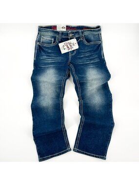 NWT Axe & Crown Men's Durango Snorlax Blue Denim Jeans Classic Straight Sz 32x30